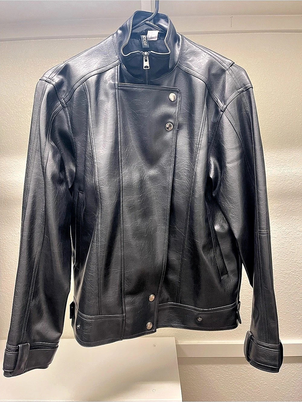 H&M Divided Faux Leather Moto Jacket Black XS
